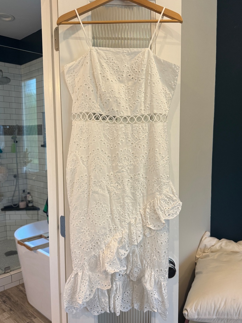 Sam Edelman White Eyelet Summer Midi Dress Size 8